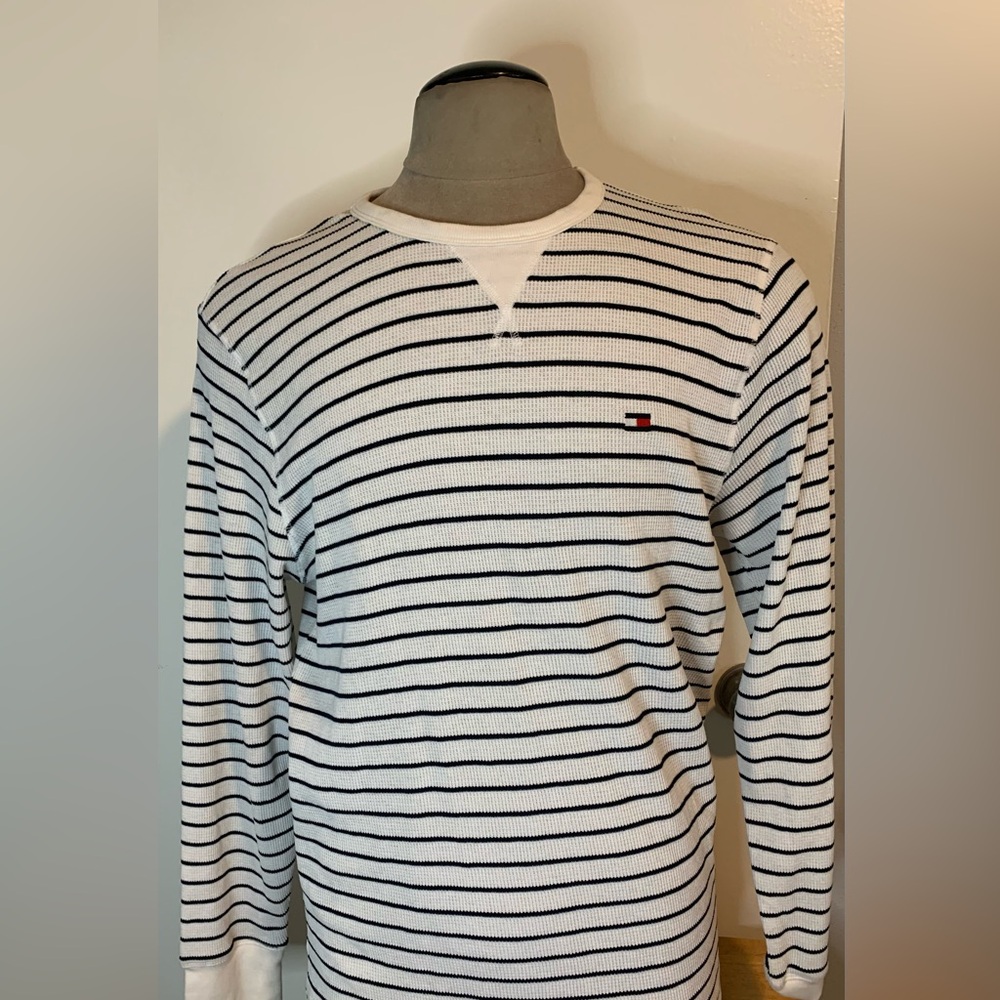 Tommy Hilfiger Men's Striped White and Black Shirt